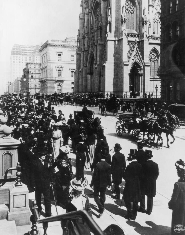 Easter Parade on Fifth Avenue in front of St. Patrick's Cathedral, New York