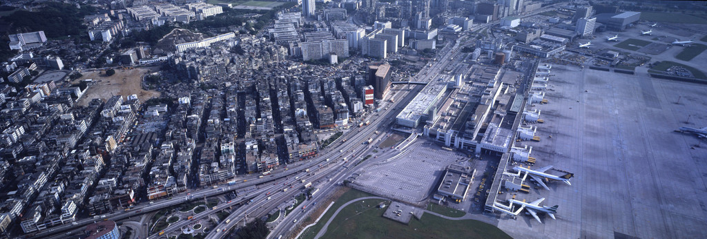 Aerial View of Kowlow City from the air to Kowloon City