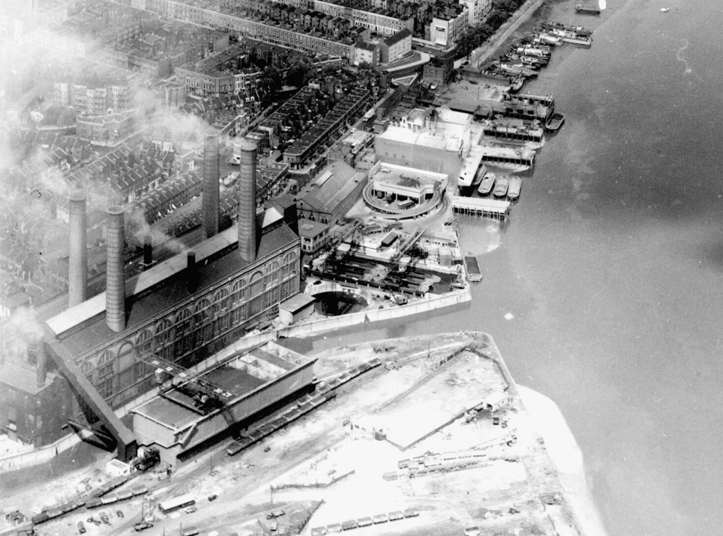 Aerial view of Chelsea Creek and Lots Road power station area