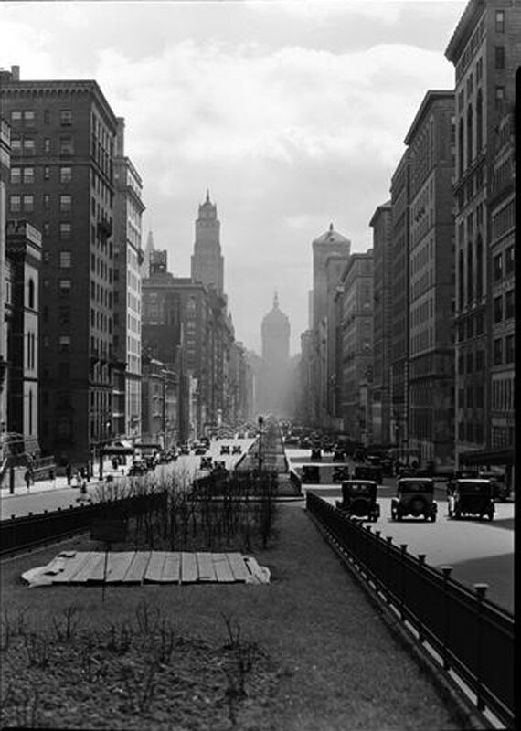New York City views. View south from Park Avenue and 68th Street..