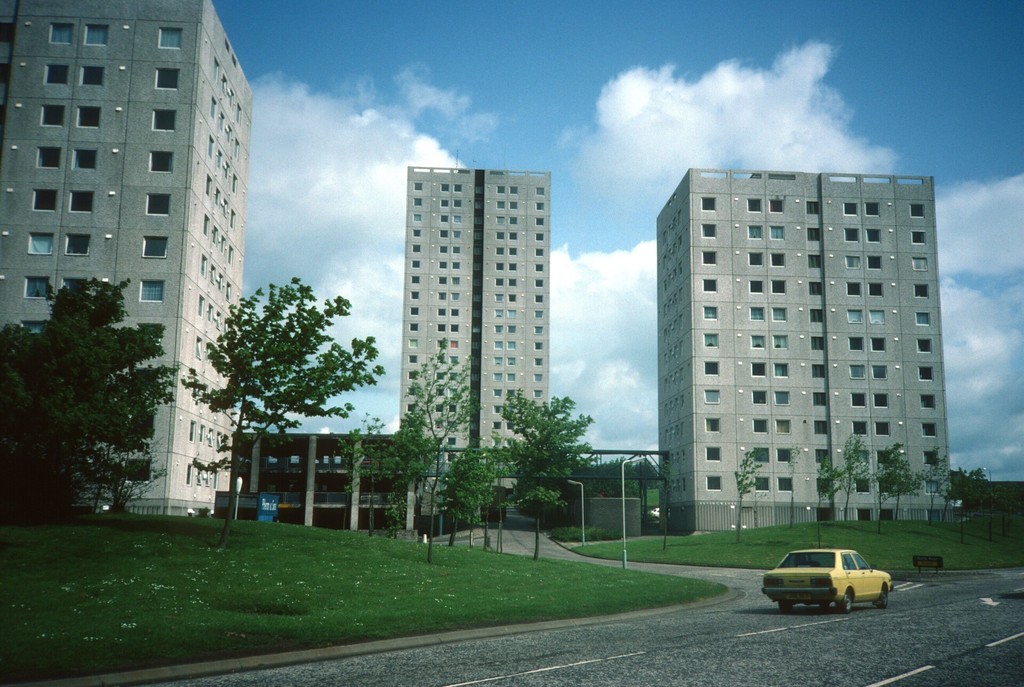Cumbernauld. View of Stuart House in centre and Morrison House and Elliot House either side