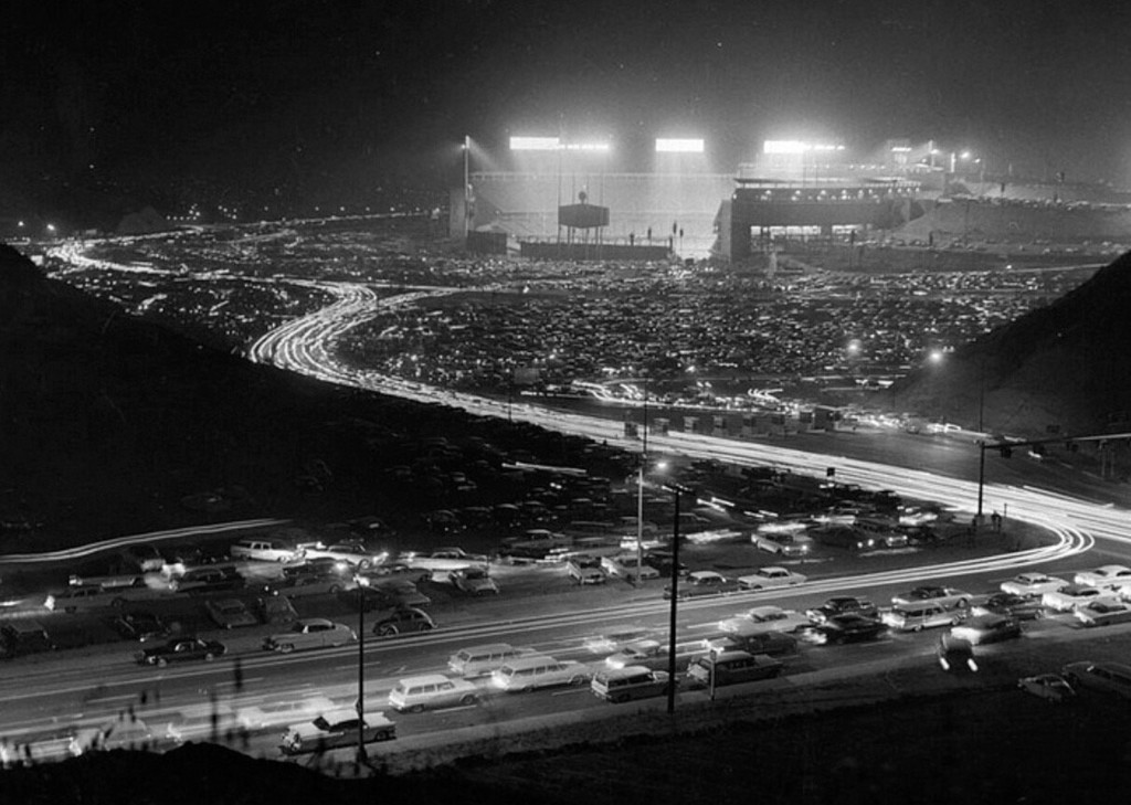 Dodger Stadium at night