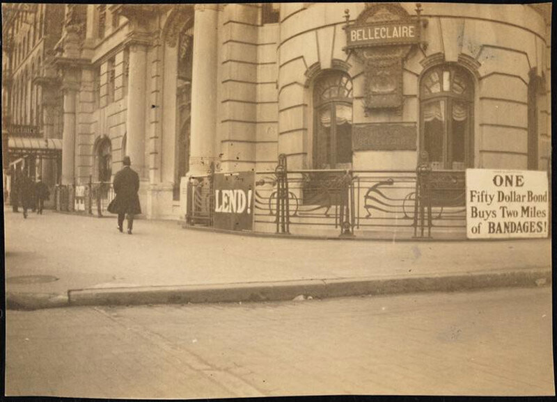 Display of Liberty Loan Posters during World War I [Liberty Loan posters at the Belleclaire Hotel.]