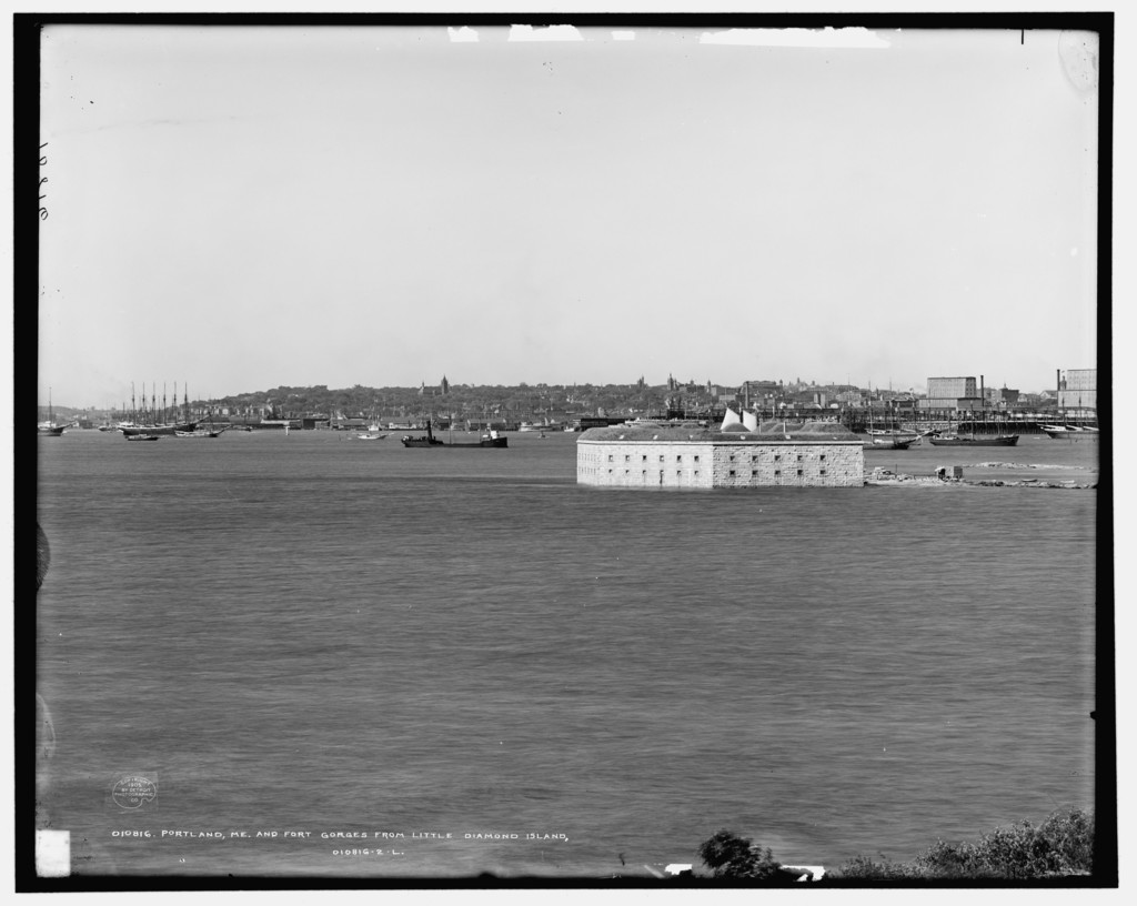 Portland and Fort Gorges from Little Diamond Island