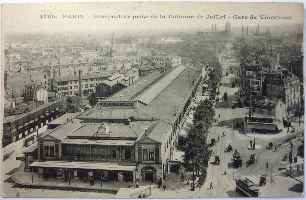 Perspective prise de la Colonne de Juillet , Gare de Vincennes