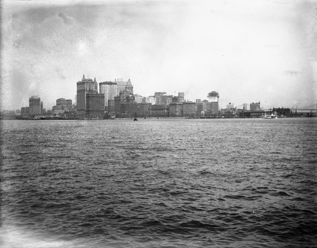 New York skyline from Ellis Island ferry