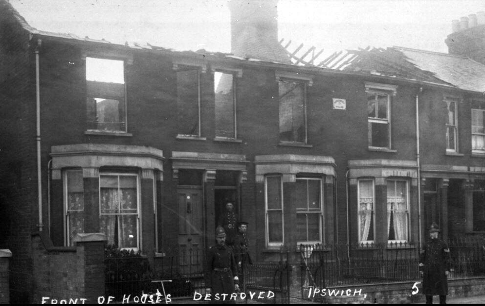54-60 Brooks Hall Road houses damaged by Zeppelin LZ38