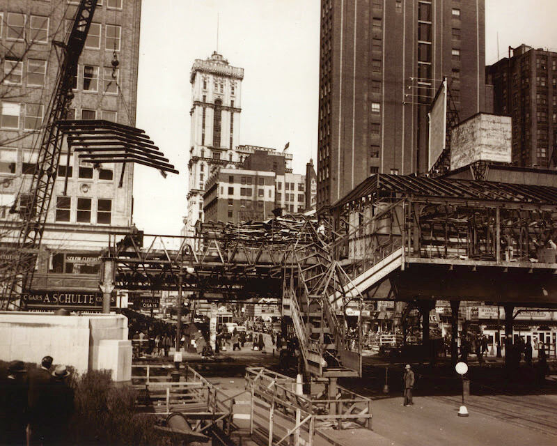 Sixth Avenue, at W. 42nd Street, showing demolition of the Sixth Avenue 