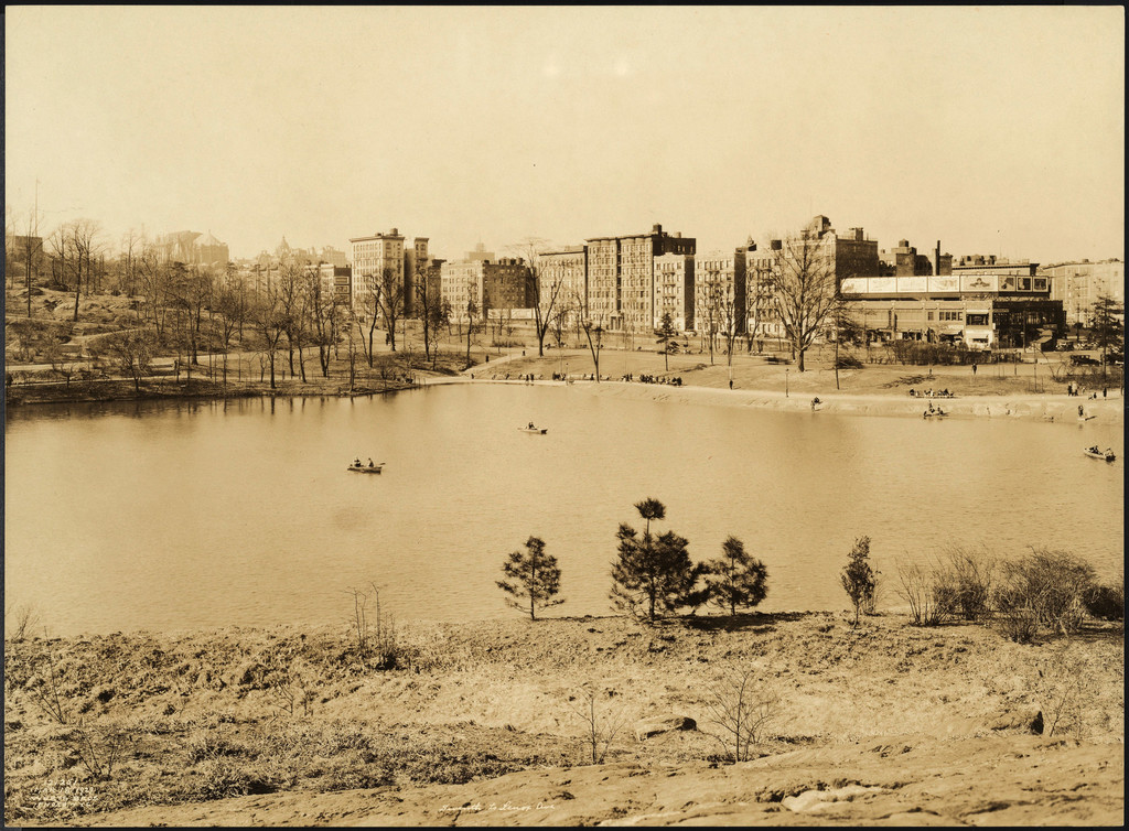 Seventh to Lenox Avenue. Looking northwest from Harlem Meer in Central Park