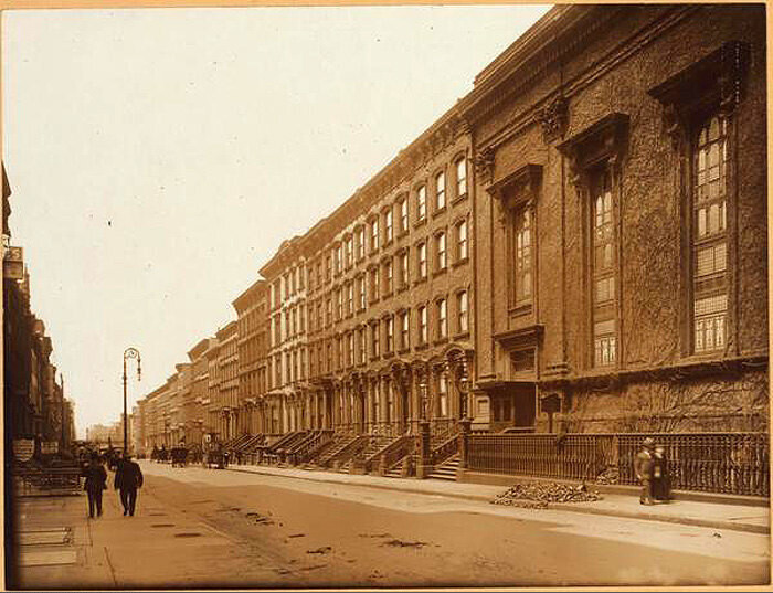 37th Street, north side, west from Fifth Avenue, showing the side of the Brick Presbyterian Church