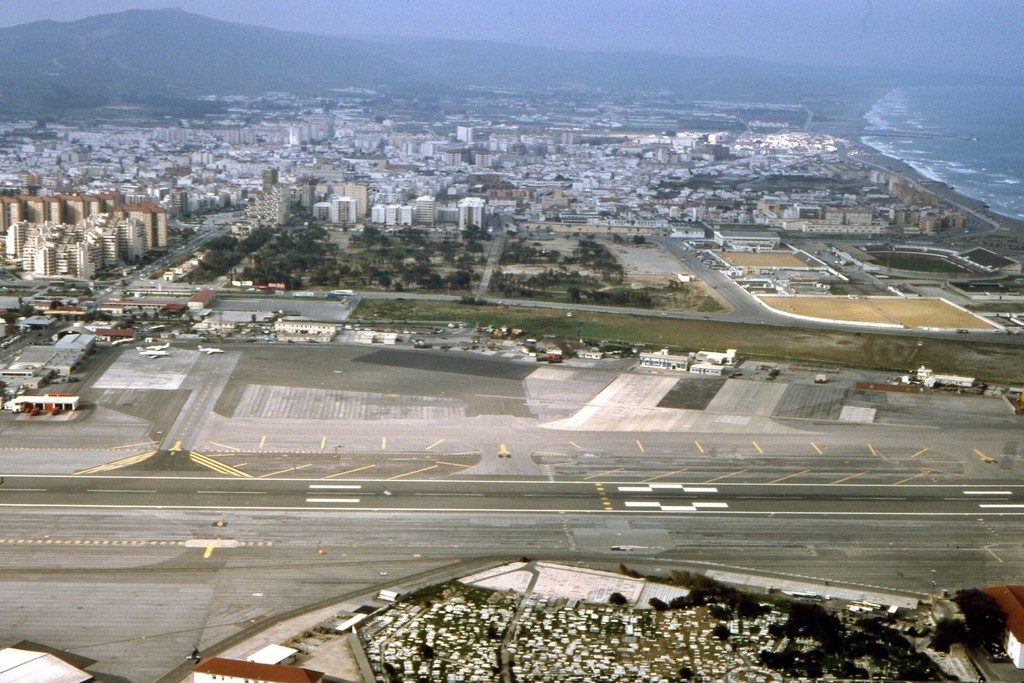 Gibraltar airport from the north face of the rock