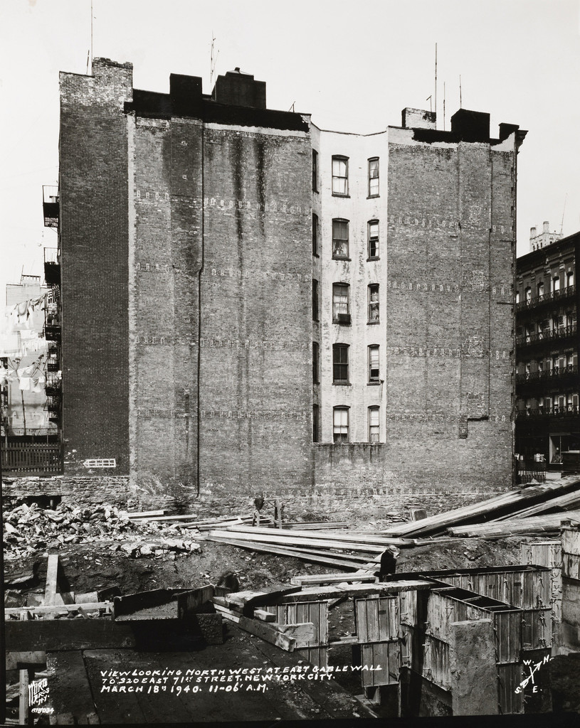 View looking north west at East Gable Wall to 320 East 71st Street