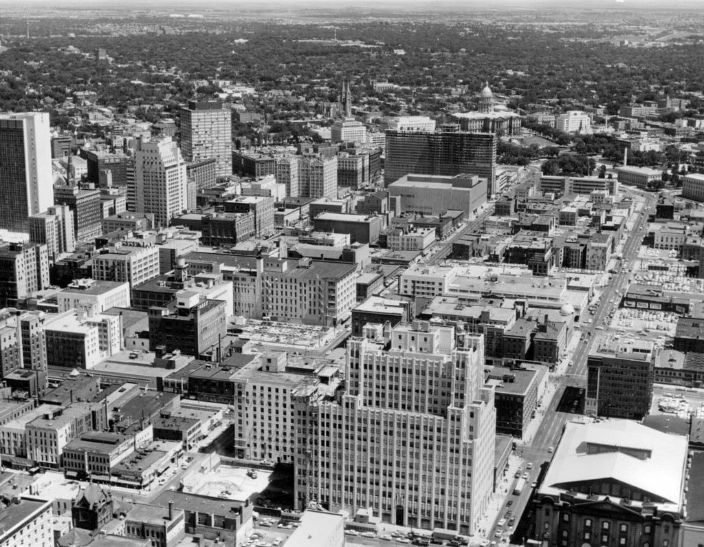 Aerial view of the central business district of Denver