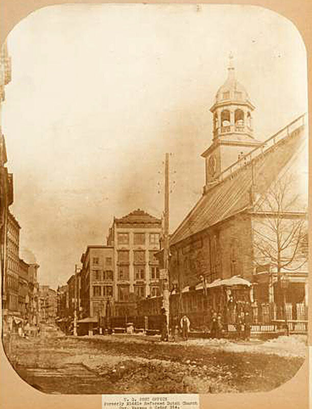 U.S. Post Office. Formerly Middle Reformed Dutch Church. Nassau Street - Cedar to Liberty Sts