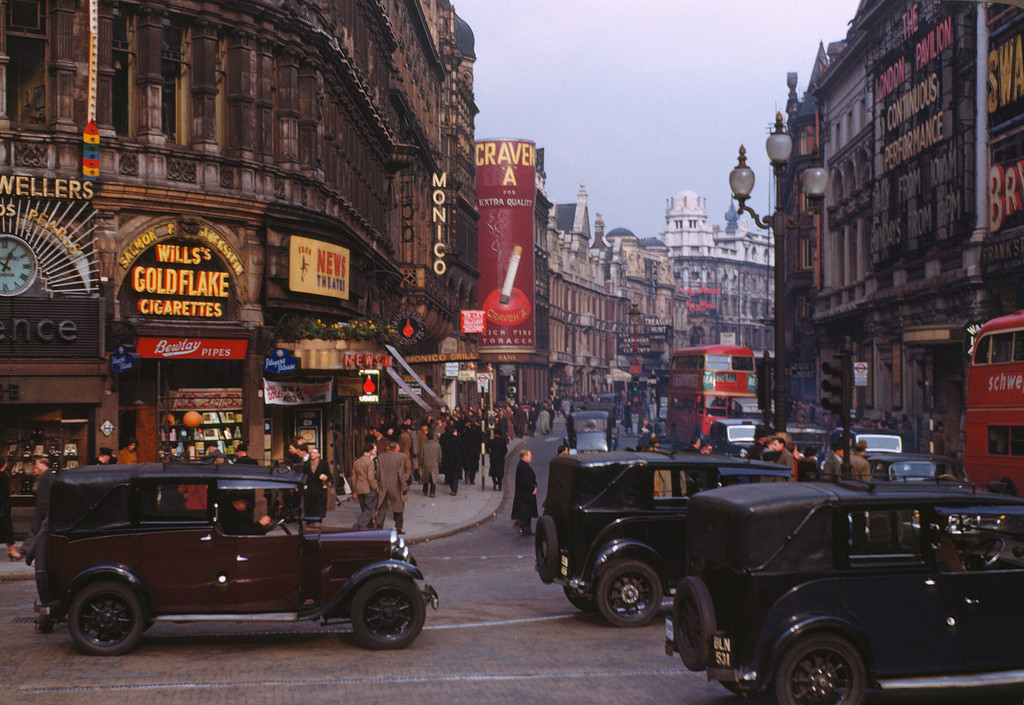 Shaftesbury Avenue from Piccadilly Circus, in the West End of London