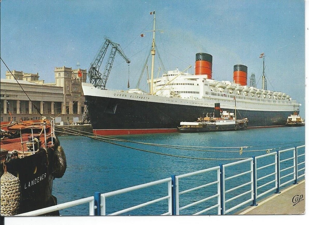 Queen Elizabeth Alongside at Cherbourg Cunard Line