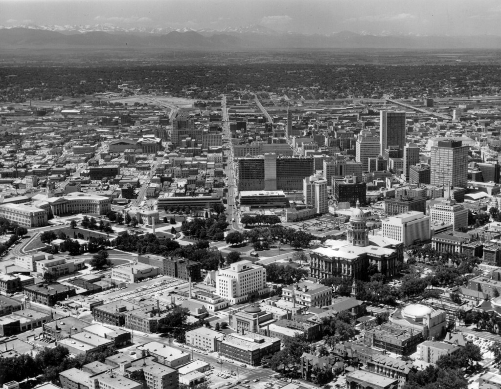 Aerial view of downtown Denver