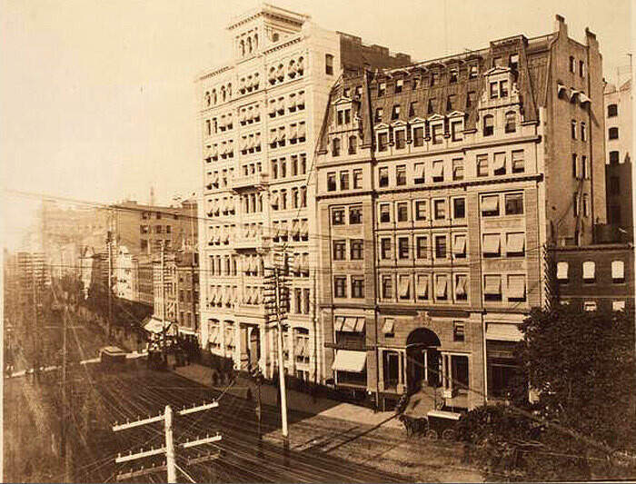 Broadway, east side, north from Bowling Green and showing prominently the Seaboard National Bank