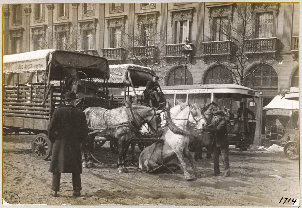 Place Saint-Michel. Les accidents de la rue occasionnés par la neige