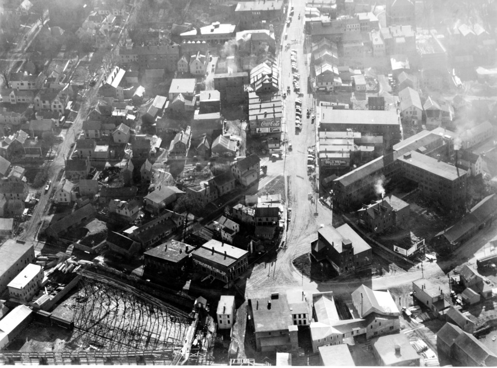 Aerial Views of Belfast, Maine Downtown