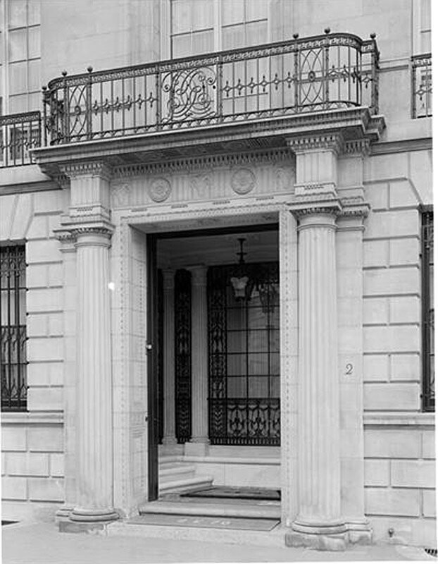 2 East 70th Street. Blair residence, detail of entrance.