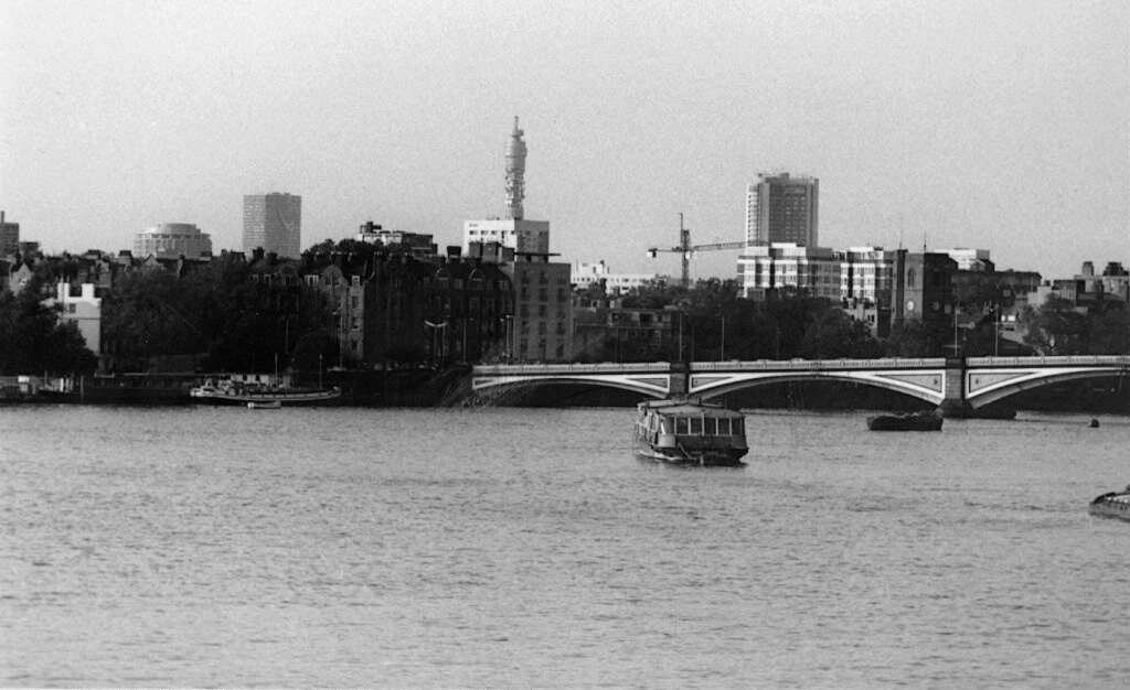 View towards BT Tower from Battersea Railway Bridge