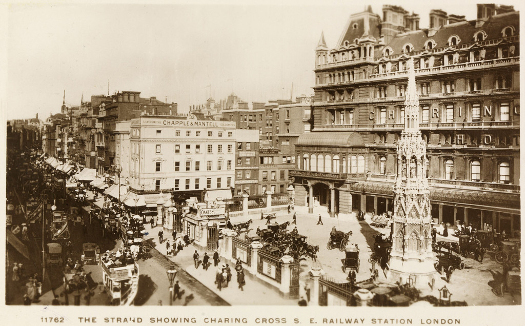 The Strand showing Charing Cross S. E. Railway Station