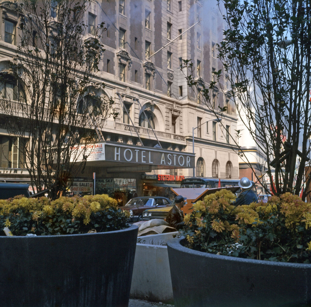 Exterior shot of the Hotel Astor in Times Square