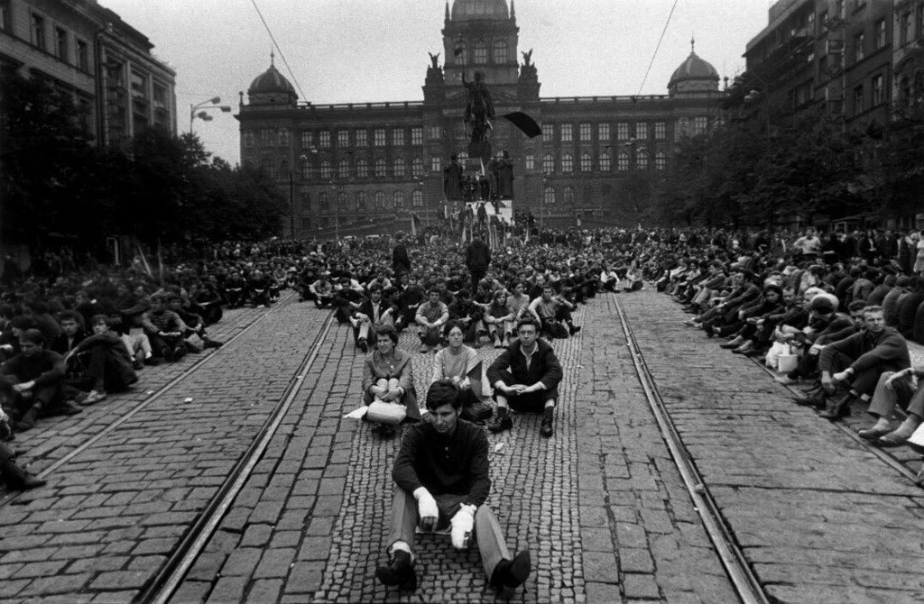 Wenceslas Square. Protesting the Warsaw Pact troops invasion