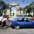 Mogadishu, Somalia. Two men pushing a car on the street Corsa Somalia