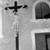 Třemešné, kaple Panny Marie Bolestné. Кrucifix umístěný na severní zdi kaple