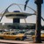 Taxi cabs and the Theme Building at LAX