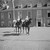Prinses Beatrix en prinses Irene te paard voor het paleis Huis ten Bosch