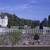 Château de Médavy. Façade sur parc, tour Saint-Pierre et balustrade au premier plan